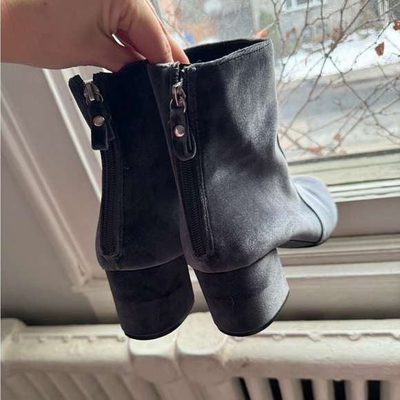 Velvet UO blue grey velvet ankle boots - 10 - Picture 3 of 9